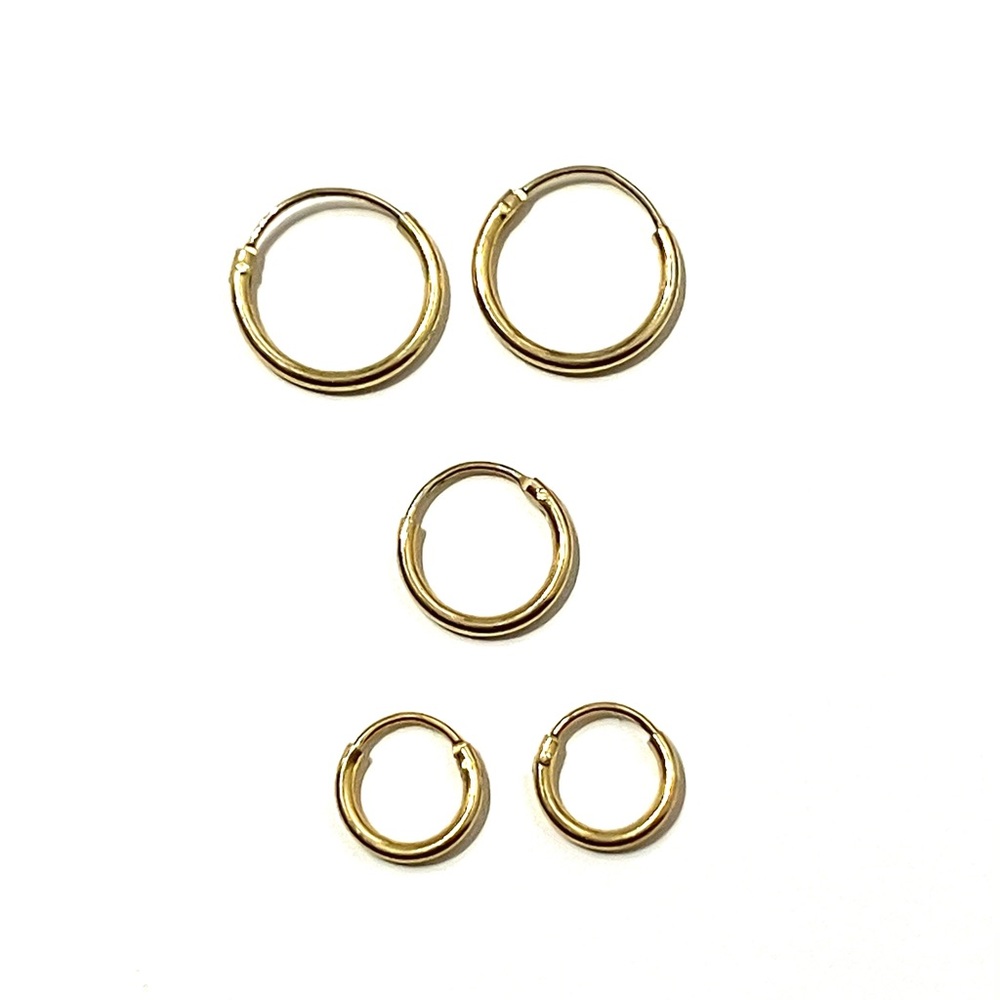 Set of 5 Sterling Silver 925 Gold Plated Dainty Hoop Earrings